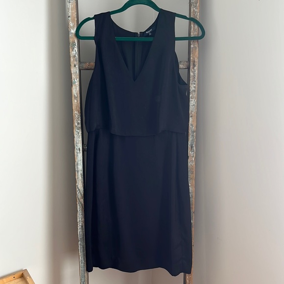 Madewell EUC Luminous Overlay Black Midi Dress Size 10 - Picture 3 of 10